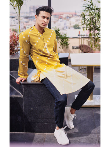 Hand Dyed Ombre Bandhani Cotton Kurta